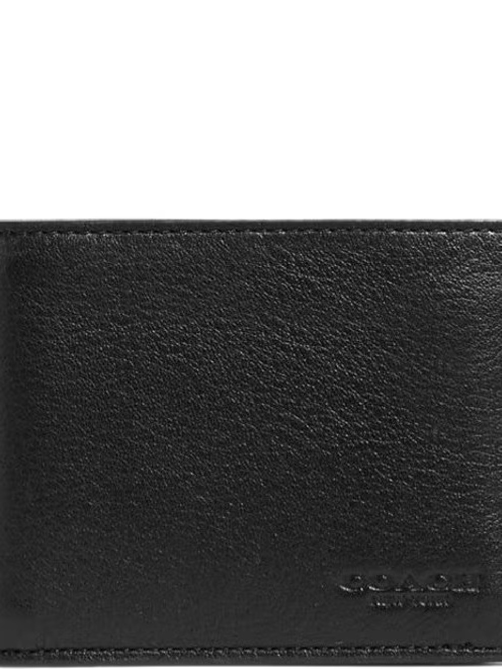 Coach Black Leather Slim Wallet with Embossed Logo